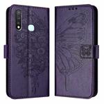For vivo Y19/Y5s/U3/U20/Z5i Embossed Butterfly Leather Phone Case(Dark Purple)