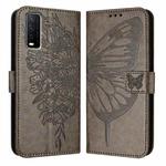 For vivo Y20/Y20a/Y20i/Y20s/Y20g/Y11s Embossed Butterfly Leather Phone Case(Grey)