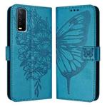 For vivo Y20/Y20a/Y20i/Y20s/Y20g/Y11s Embossed Butterfly Leather Phone Case(Blue)