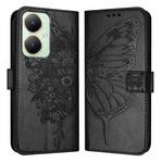 For vivo Y27 4G Global Embossed Butterfly Leather Phone Case(Black)