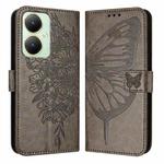 For vivo Y27 4G Global Embossed Butterfly Leather Phone Case(Grey)