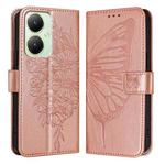 For vivo Y27 4G Global Embossed Butterfly Leather Phone Case(Rose Gold)
