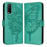For vivo Y30 4G Global Embossed Butterfly Leather Phone Case(Green)