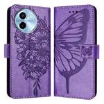 For vivo Y38 5G Embossed Butterfly Leather Phone Case(Light Purple)