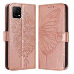 For vivo Y52s 5G / iQOO U3 / Y31s 5G Embossed Butterfly Leather Phone Case(Rose Gold)