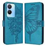 For vivo Y56 5G/Y16 4G/Y02s 4G Global Embossed Butterfly Leather Phone Case(Blue)