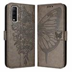 For vivo Y70s Embossed Butterfly Leather Phone Case(Grey)
