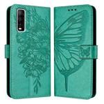 For vivo Y70s Embossed Butterfly Leather Phone Case(Green)