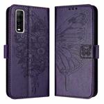 For vivo Y70s Embossed Butterfly Leather Phone Case(Dark Purple)