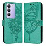 For vivo Y100 5G IDN / Y200e 5G Global Embossed Butterfly Leather Phone Case(Green)