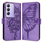 For vivo Y100 5G IDN / Y200e 5G Global Embossed Butterfly Leather Phone Case(Light Purple)