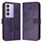 For vivo Y100 5G IDN / Y200e 5G Global Embossed Butterfly Leather Phone Case(Dark Purple)
