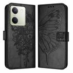 For vivo Y100 5G Global Embossed Butterfly Leather Phone Case(Black)