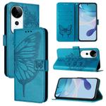 For vivo S19 Pro Embossed Butterfly Leather Phone Case(Blue)