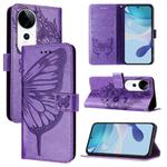 For vivo S19 Pro Embossed Butterfly Leather Phone Case(Light Purple)