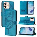 For vivo Y28 4G Embossed Butterfly Leather Phone Case(Blue)