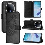 For vivo Y300 Embossed Butterfly Leather Phone Case(Black)