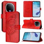 For vivo Y300 Embossed Butterfly Leather Phone Case(Red)