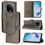 For vivo Y300 Embossed Butterfly Leather Phone Case(Grey)