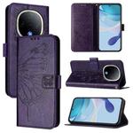 For vivo Y300 Embossed Butterfly Leather Phone Case(Dark Purple)
