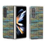 For Samsung Galaxy Z Fold5 5G Colorful Rhombic Texture Frosted Translucent Frame PU Phone Case(Gold)