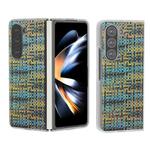 For Samsung Galaxy Z Fold6 5G Colorful Rhombic Texture Frosted Translucent Frame PU Phone Case(Gold)