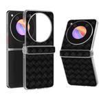 For ZTE nubia Flip 3 in 1 Woven Texture Frosted Translucent Frame PU Phone Case(Black)