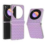 For ZTE nubia Flip 3 in 1 Woven Texture Frosted Translucent Frame PU Phone Case(Purple)