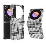 For ZTE nubia Flip 3 in 1 Colorful Rhombic Texture Frosted Translucent Frame PU Phone Case(Black White)