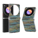 For ZTE nubia Flip 3 in 1 Colorful Rhombic Texture Frosted Translucent Frame PU Phone Case(Gold)