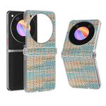 For ZTE nubia Flip 3 in 1 Colorful Rhombic Texture Frosted Translucent Frame PU Phone Case(Blue)