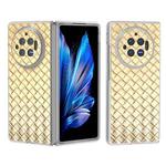 For vivo X Fold3 Woven Texture Frosted Translucent Frame PU Phone Case(Gold)