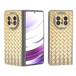 For Huawei Mate X5 Woven Texture Frosted Translucent Frame PU Phone Case(Gold)