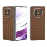 For Huawei Mate X5 Woven Texture Frosted Translucent Frame PU Phone Case(Brown)