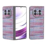 For Huawei Mate X5 Colorful Rhombic Texture Frosted Translucent Frame PU Phone Case(Purple)