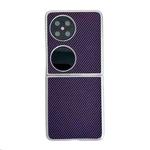 For Huawei P50 Pocket Kevlar Carbon Fiber Ultra-thin Shockproof Phone Case(Purple)