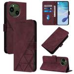 For Sharp Aquos R9 Crossbody 3D Embossed Flip Leather Phone Case(Wine Red)