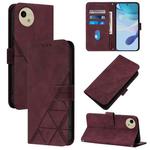For Sharp Aquos Wish4 Crossbody 3D Embossed Flip Leather Phone Case(Wine Red)