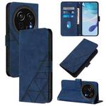 For Sharp Aquos R9 Pro / SH-54E Crossbody 3D Embossed Flip Leather Phone Case(Blue)