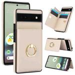 For Google Pixel 6a RFID Anti-theft Card Ring Holder Phone Case(White)