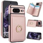 For Google Pixel 8 RFID Anti-theft Card Ring Holder Phone Case(Rose Gold)