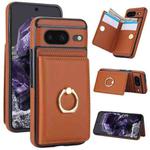 For Google Pixel 8 RFID Anti-theft Card Ring Holder Phone Case(Brown)