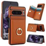 For Google Pixel 8 Pro RFID Anti-theft Card Ring Holder Phone Case(Brown)