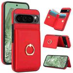 For Google Pixel 9 RFID Anti-theft Card Ring Holder Phone Case(Red)