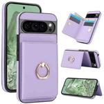 For Google Pixel 9 RFID Anti-theft Card Ring Holder Phone Case(Purple)