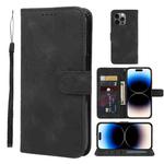 For iPhone 14 Pro Skin Feel Geometric Lines Leather Phone Case(Black)