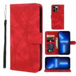 For iPhone 13 Pro Max Skin Feel Geometric Lines Leather Phone Case(Red)