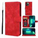 For iPhone 13 Pro Skin Feel Geometric Lines Leather Phone Case(Red)