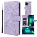 For iPhone 13 Pro Skin Feel Geometric Lines Leather Phone Case(Purple)
