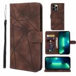 For iPhone 13 Pro Skin Feel Geometric Lines Leather Phone Case(Brown)